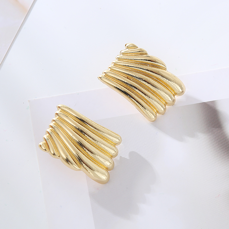 Wholesale Jewelry Elegant Quadrilateral Stripe Alloy None Gold Plated Silver Plated Plating Inlay Ear Studs display picture 2