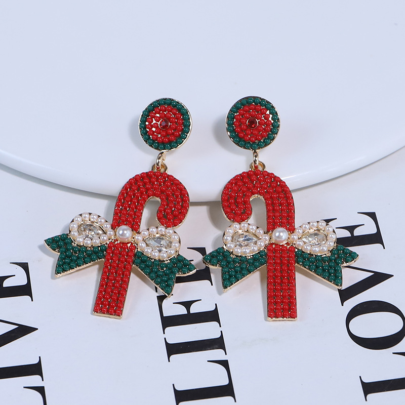 1 Piece Vintage Style Christmas Tree Enamel Plating Inlay Alloy Plastic Glass Glass Pearl Gold Plated Silver Plated Drop Earrings display picture 19