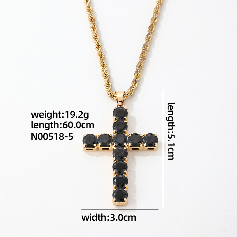Hip-Hop Vintage Style Simple Style Cross 304 Stainless Steel Alloy Plating Inlay Zircon K Gold Plated Rhodium Plated Men's Pendant Necklace display picture 3