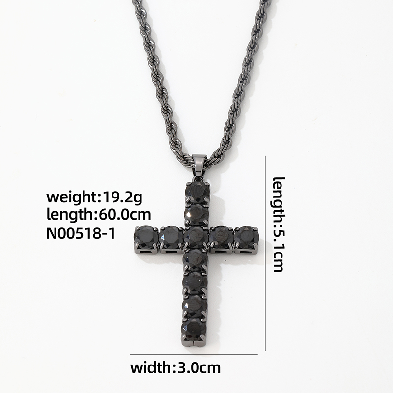 Hip-Hop Vintage Style Simple Style Cross 304 Stainless Steel Alloy Plating Inlay Zircon K Gold Plated Rhodium Plated Men's Pendant Necklace display picture 1