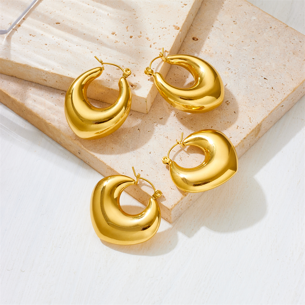 1 Pair Lady Water Droplets Plating Inlay Stainless Steel 18K Gold Plated Ear Studs display picture 5