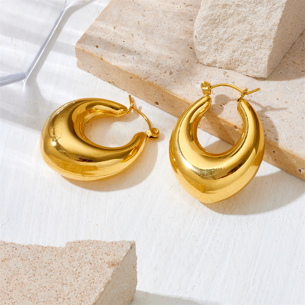 1 Pair Lady Water Droplets Plating Inlay Stainless Steel 18K Gold Plated Ear Studs display picture 7