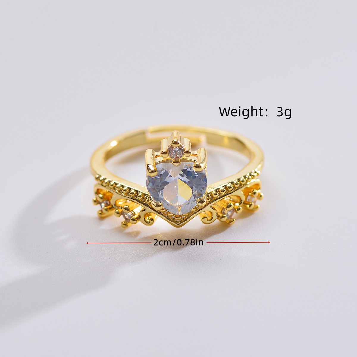 Elegant Heart Shape Copper Inlay Zircon Rings display picture 2