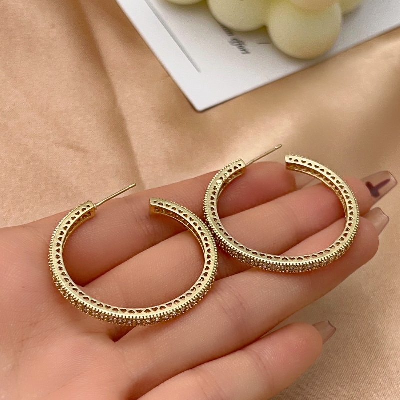 1 Pair Vintage Style Circle Plating Inlay Copper Zircon K Gold Plated Ear Studs display picture 1