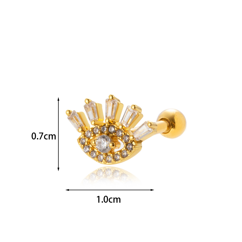 1 Piece Ear Cartilage Rings & Studs Sweet Simple Style Eye Flower Butterfly 316 Stainless Steel  Copper Plating Inlay Zircon display picture 5