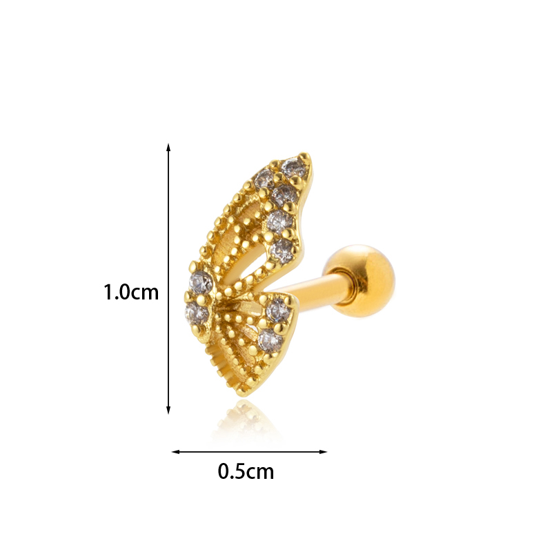 1 Piece Ear Cartilage Rings & Studs Sweet Simple Style Eye Flower Butterfly 316 Stainless Steel  Copper Plating Inlay Zircon display picture 7