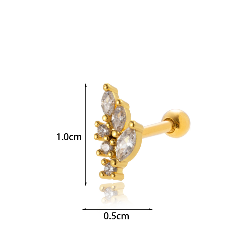 1 Piece Ear Cartilage Rings & Studs Sweet Simple Style Eye Flower Butterfly 316 Stainless Steel  Copper Plating Inlay Zircon display picture 9