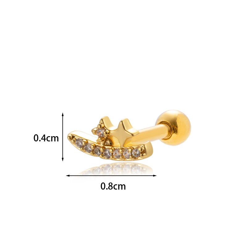 1 Piece Ear Cartilage Rings & Studs Sweet Simple Style Eye Flower Butterfly 316 Stainless Steel  Copper Plating Inlay Zircon display picture 8