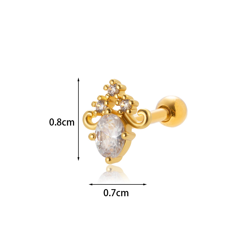 1 Piece Ear Cartilage Rings & Studs Sweet Simple Style Eye Flower Butterfly 316 Stainless Steel  Copper Plating Inlay Zircon display picture 10