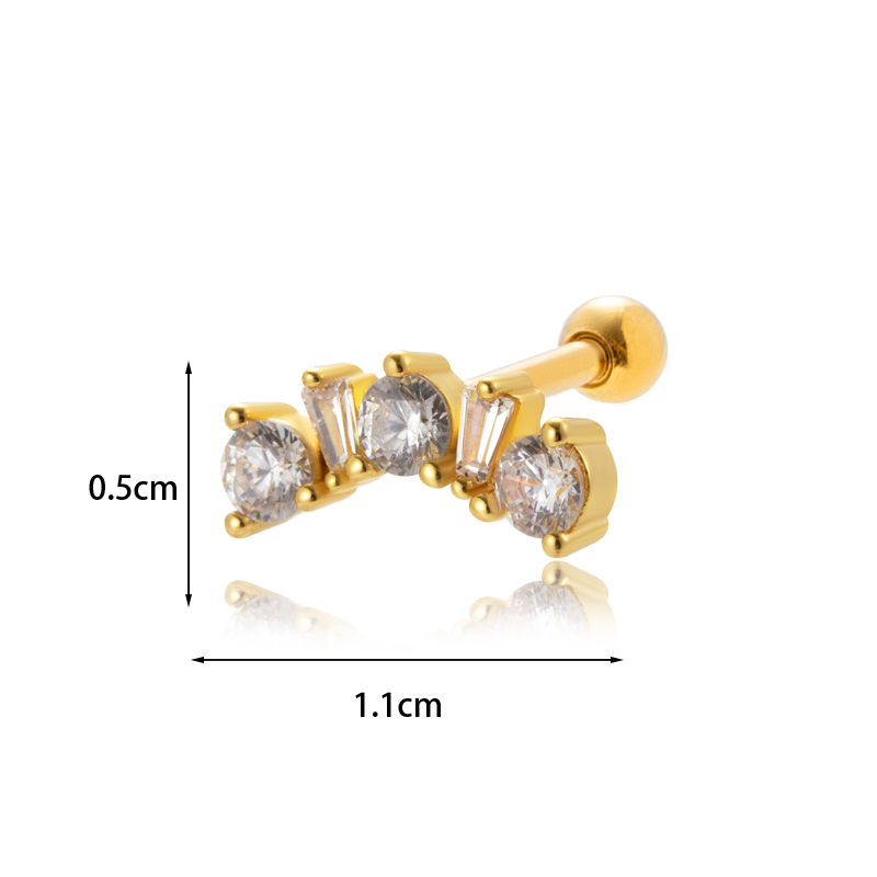 1 Piece Ear Cartilage Rings & Studs Sweet Simple Style Eye Flower Butterfly 316 Stainless Steel  Copper Plating Inlay Zircon display picture 12