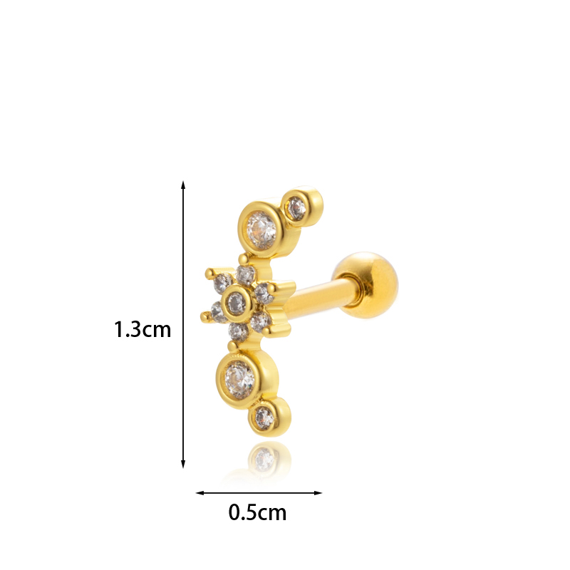 1 Piece Ear Cartilage Rings & Studs Sweet Simple Style Eye Flower Butterfly 316 Stainless Steel  Copper Plating Inlay Zircon display picture 11
