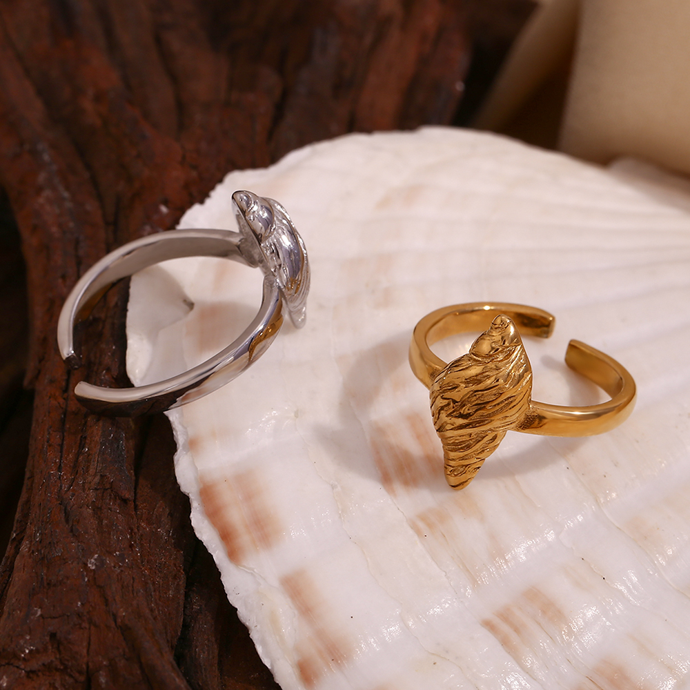 Basic Simple Style Classic Style Conch Stainless Steel Plating 18k Gold Plated Open Rings display picture 11