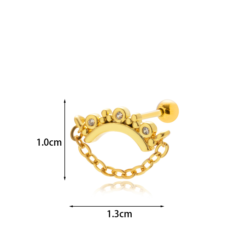 1 Piece Ear Cartilage Rings & Studs Sweet Geometric Umbrella 316 Stainless Steel  Copper Plating Inlay Zircon display picture 12