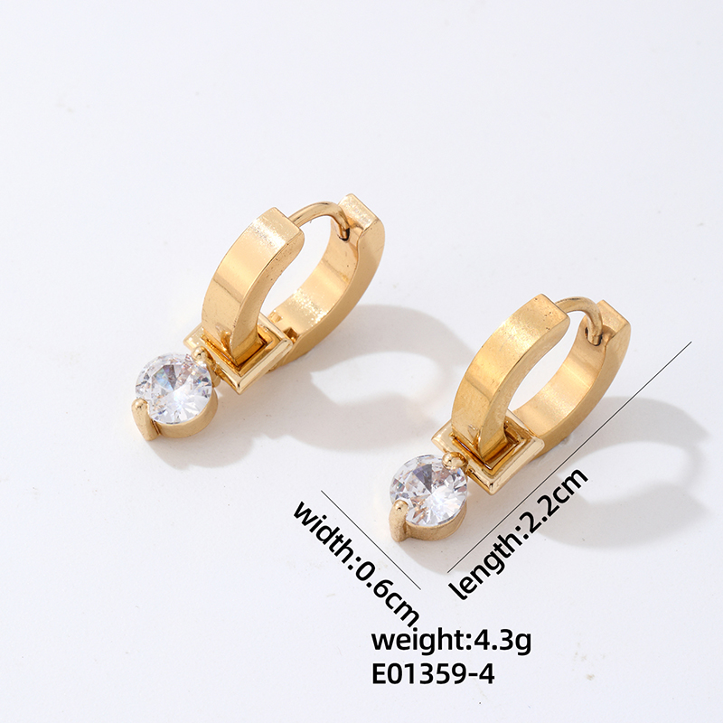 1 Pair Hip-hop Vintage Style Simple Style Star Plating Inlay Stainless Steel Copper Zircon Gold Plated Silver Plated Ear Clip display picture 1