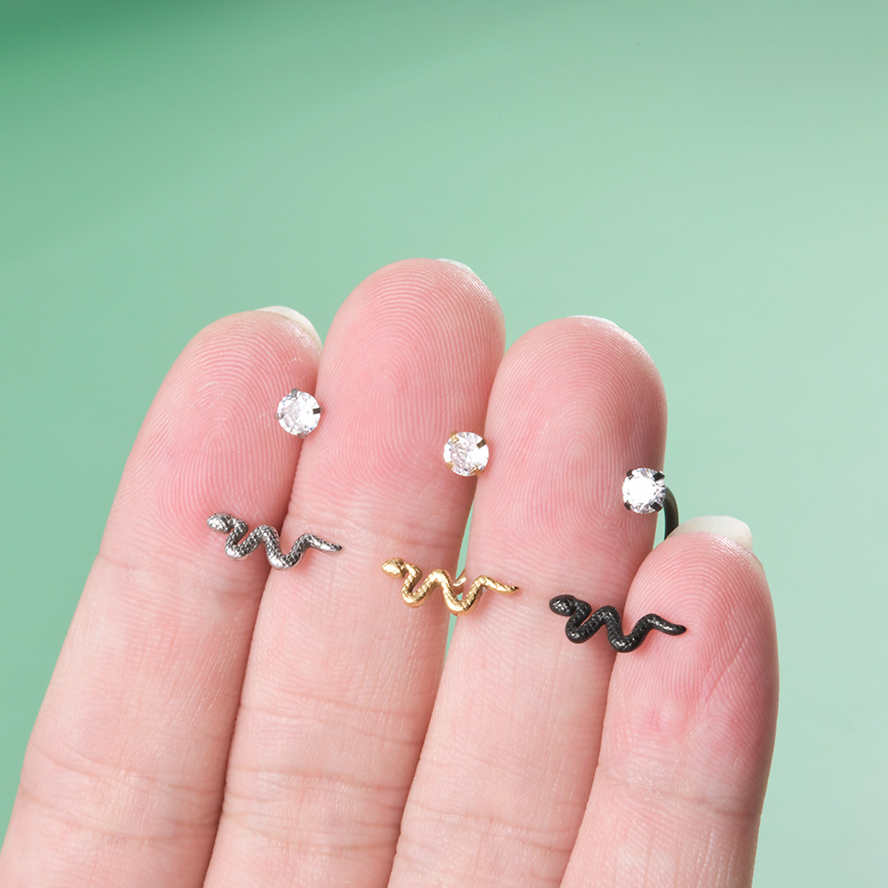Lady Insect Stainless Steel Plating Inlay Zircon Lip Stud Ear Studs display picture 3
