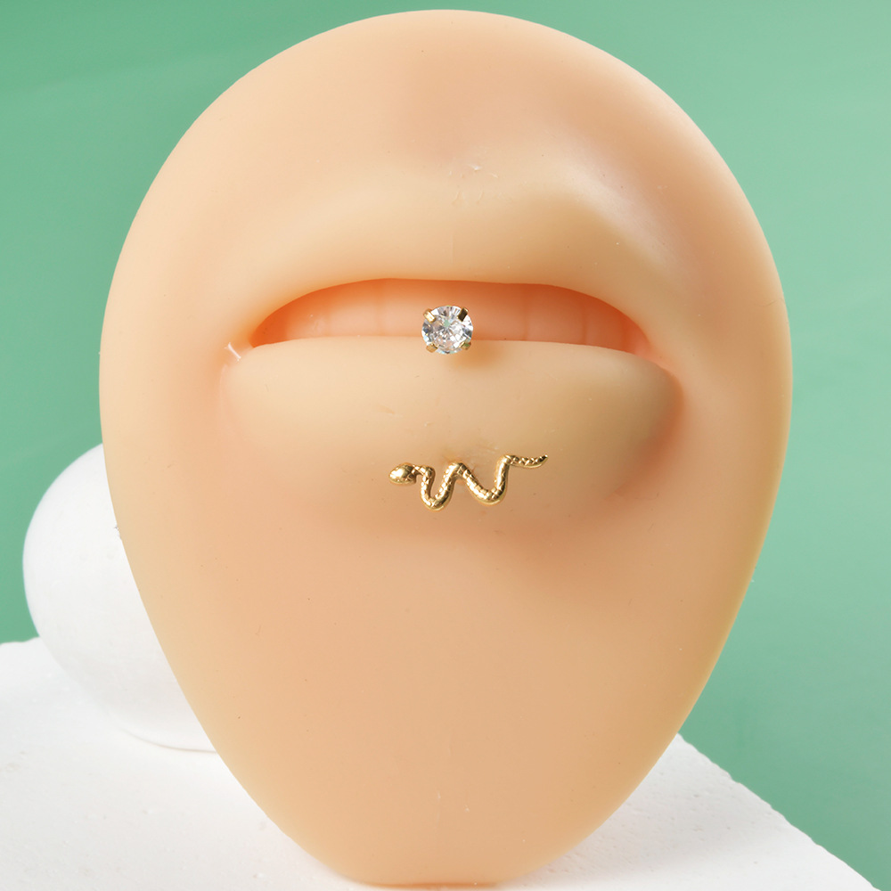 Lady Insect Stainless Steel Plating Inlay Zircon Lip Stud Ear Studs display picture 7