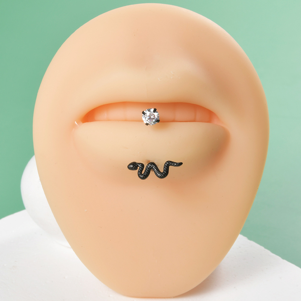 Lady Insect Stainless Steel Plating Inlay Zircon Lip Stud Ear Studs display picture 8