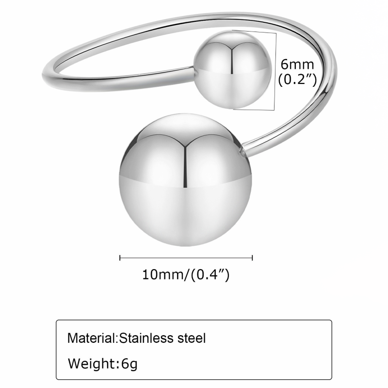 Estilo Simple Bola Acero Inoxidable Anillos Abiertos display picture 1