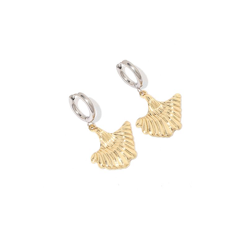 1 Pair Elegant Vintage Style Shell Plating Stainless Steel 18K Gold Plated Drop Earrings display picture 4