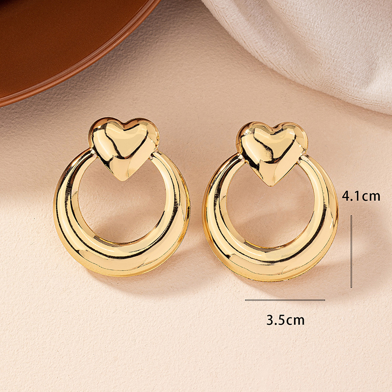 1 Pair Simple Style Solid Color Plating Hollow Out Ferroalloy 14k Gold Plated Ear Studs display picture 7