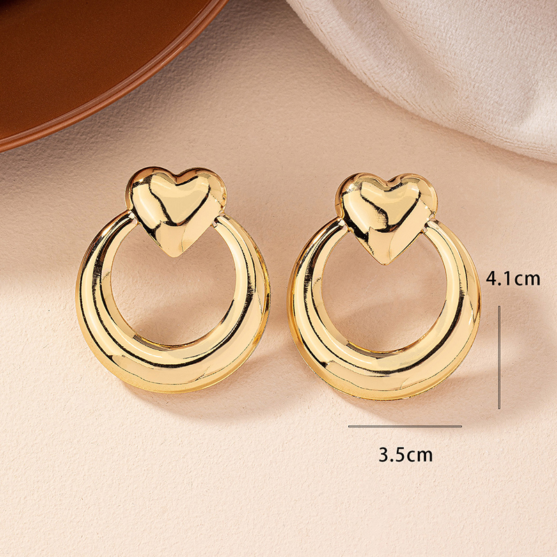 1 Paire Style Simple Couleur Unie Placage Évider Ferroalliage Plaqué Or 14k Boucles D'oreilles display picture 7