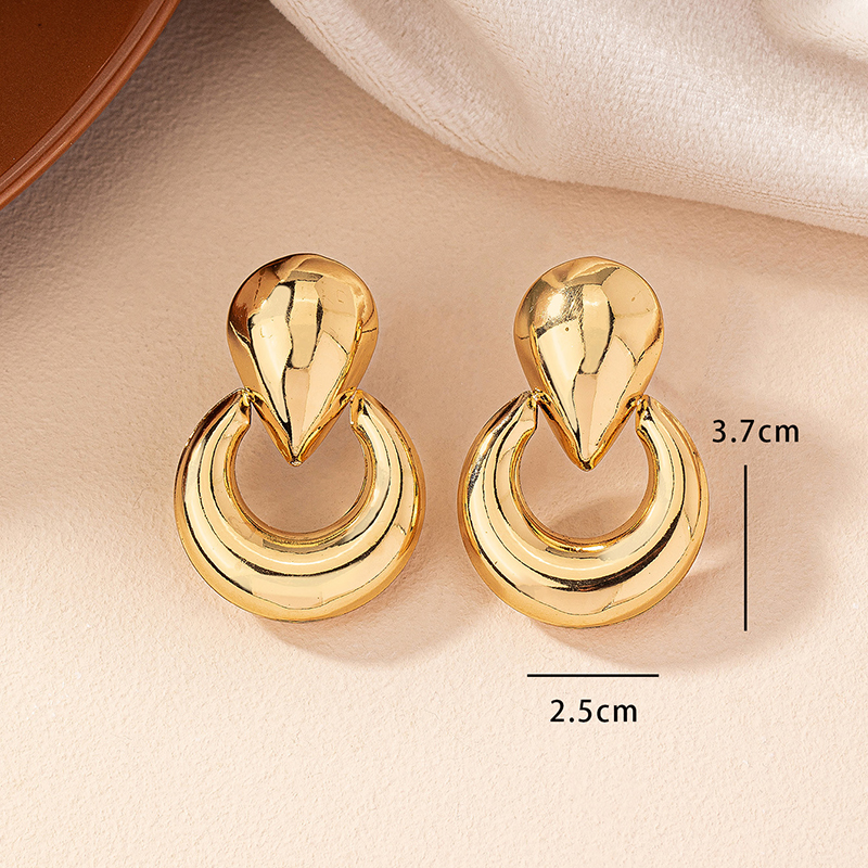 1 Pair Simple Style Solid Color Plating Hollow Out Ferroalloy 14k Gold Plated Ear Studs display picture 8