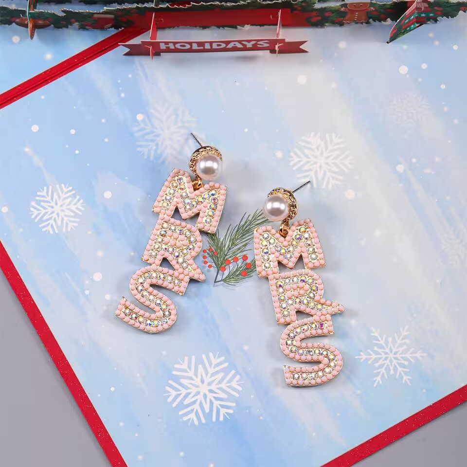 1 Pair Nordic Style Korean Style Letter Plating Inlay Alloy Rhinestones Pearl Beads Gold Plated Drop Earrings display picture 15