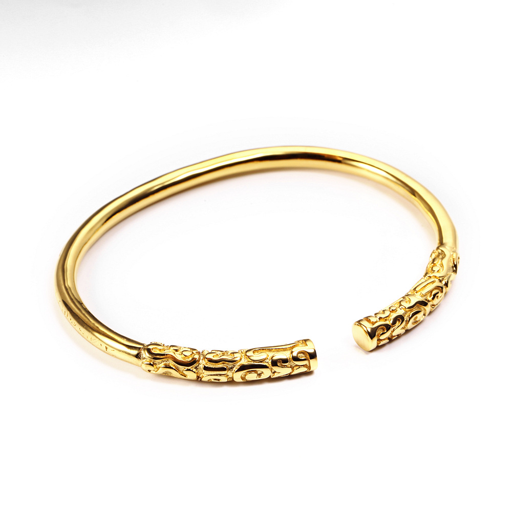 Retro Golden Hoop 304 Stainless Steel Enamel 18K Gold Plated Women's Bangle display picture 15