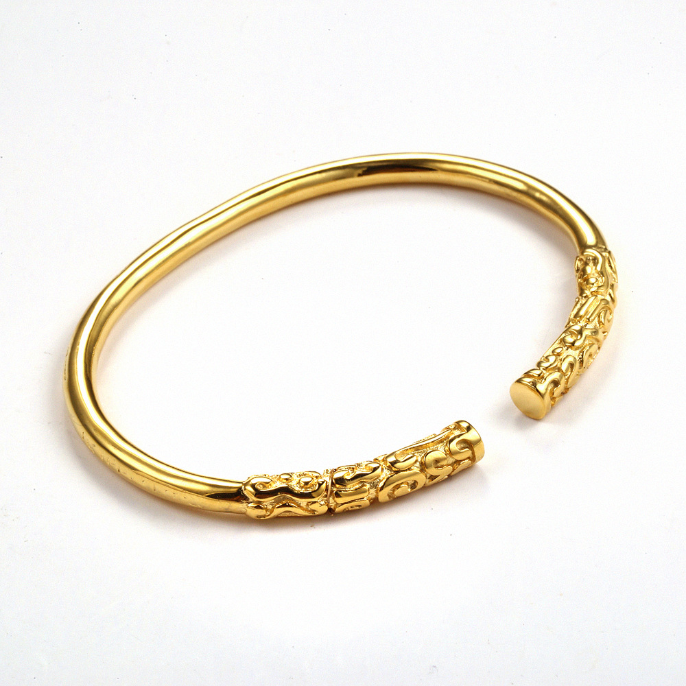Retro Golden Hoop 304 Stainless Steel Enamel 18K Gold Plated Women's Bangle display picture 20