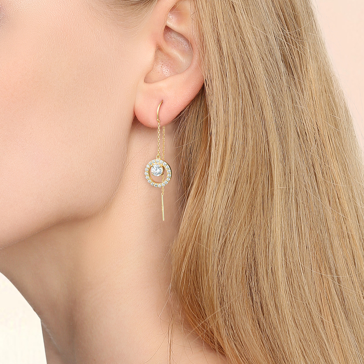 1 Pair Elegant Round Plating Inlay Sterling Silver Zircon Drop Earrings display picture 3