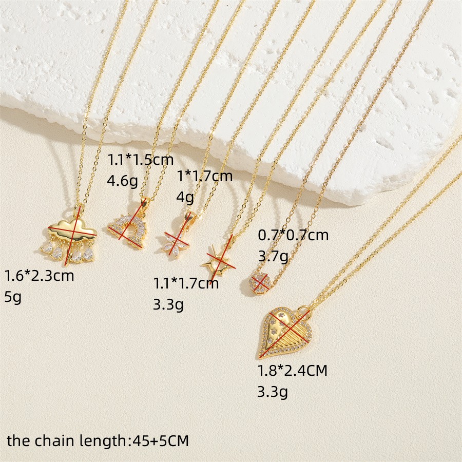 Wholesale Vintage Style Sweet Simple Style Star Heart Shape 304 Stainless Steel Copper Plating Inlay Zircon Pendant Necklace display picture 3