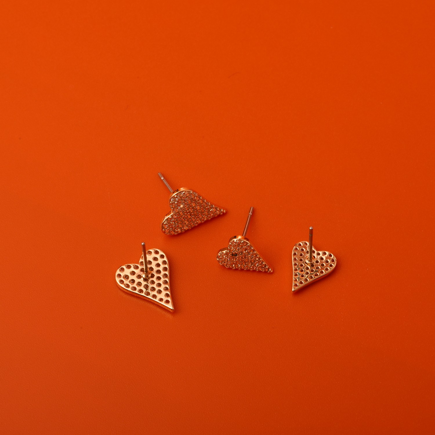1 Pair Casual Simple Style Heart Shape Plating Copper Copper Ear Studs display picture 4