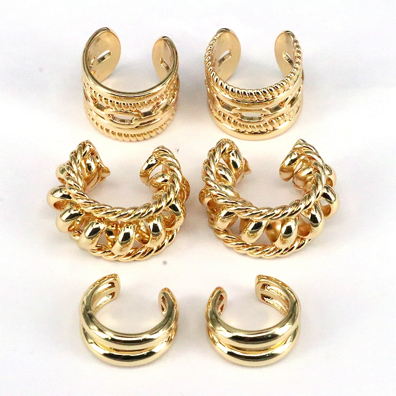 1 Pair Simple Style Solid Color Plating Copper 18k Gold Plated Ear Cuffs display picture 4