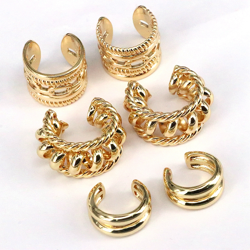 1 Pair Simple Style Solid Color Plating Copper 18k Gold Plated Ear Cuffs display picture 5