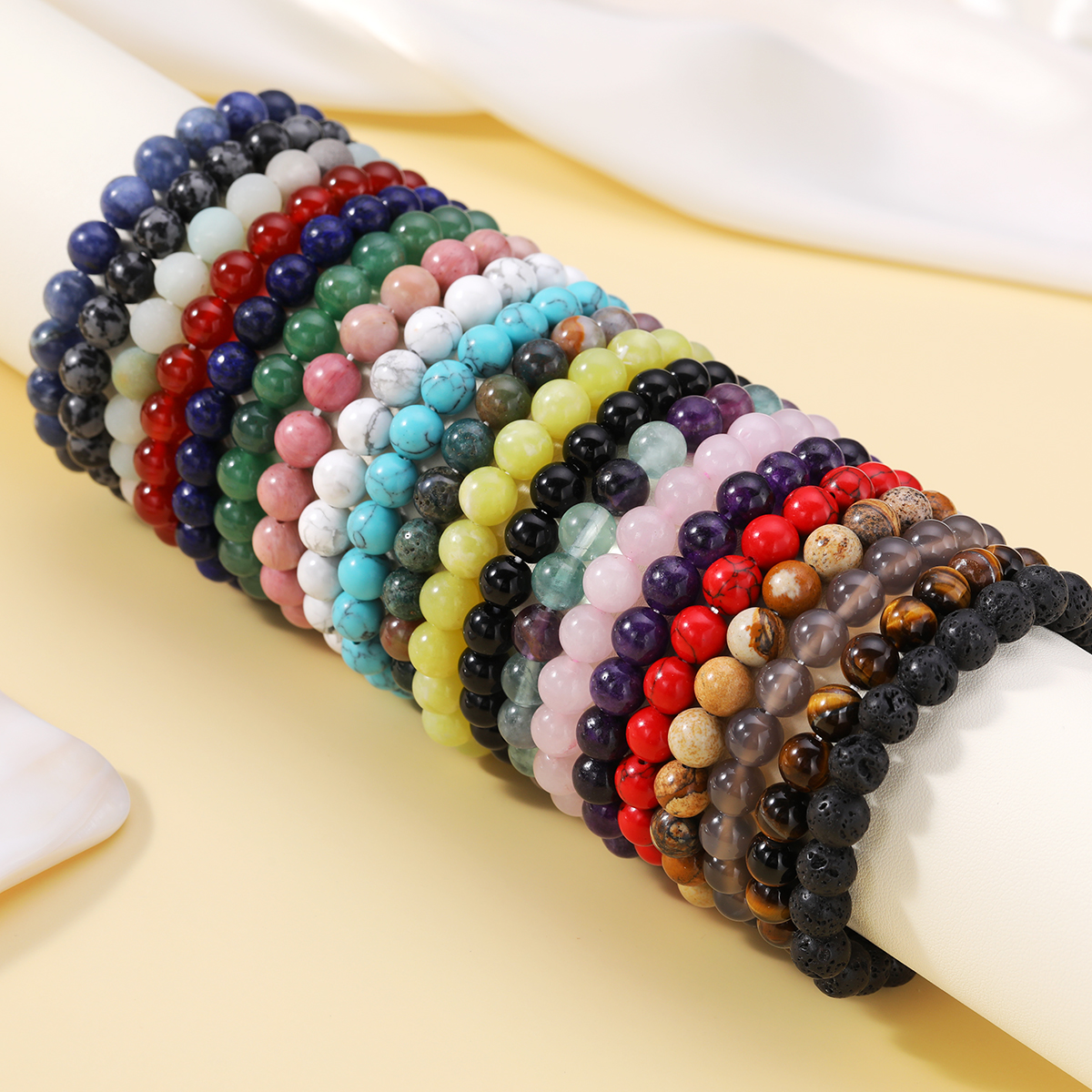 Simple Style Round Natural Stone Beaded Bracelets display picture 2