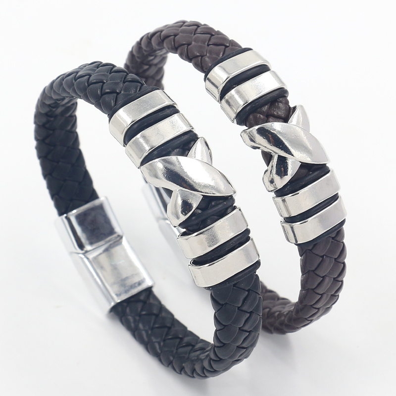 Streetwear Solid Color Pu Leather Alloy Men's Bangle display picture 6