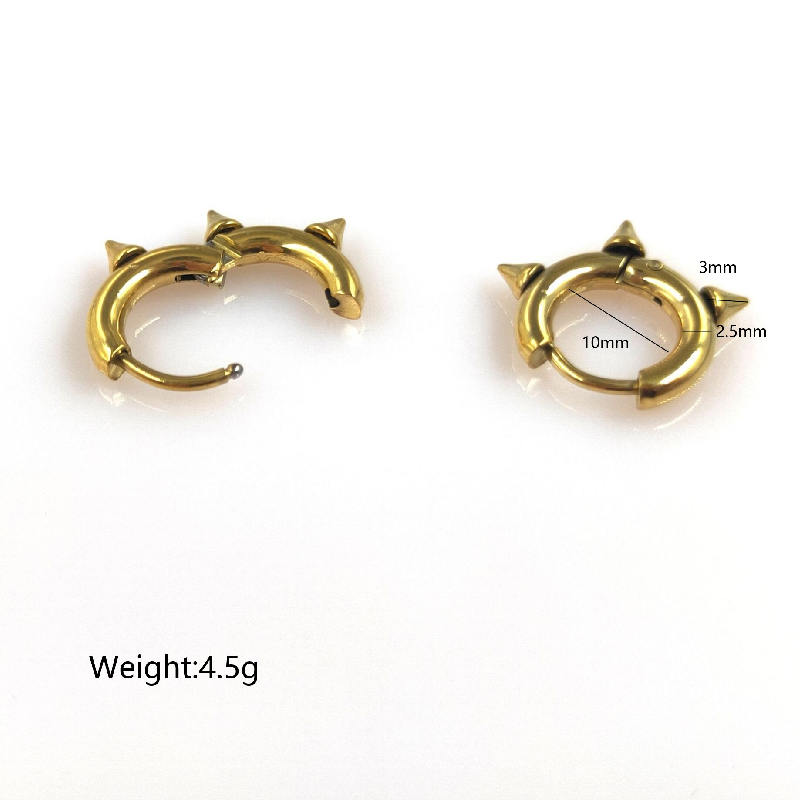 1 Pair Hip-hop Retro Simple Style Round Plating Stainless Steel 18k Gold Plated Hoop Earrings display picture 2
