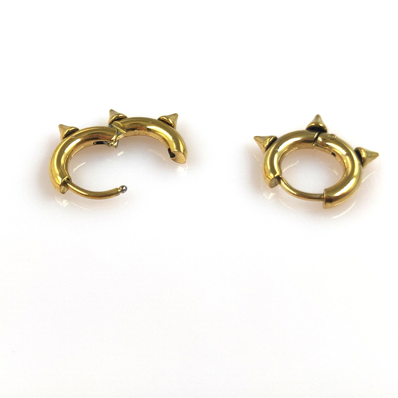 1 Pair Hip-hop Retro Simple Style Round Plating Stainless Steel 18k Gold Plated Hoop Earrings display picture 3