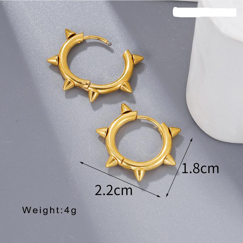 1 Pair Hip-hop Retro Simple Style Round Plating Stainless Steel 18k Gold Plated Hoop Earrings display picture 4