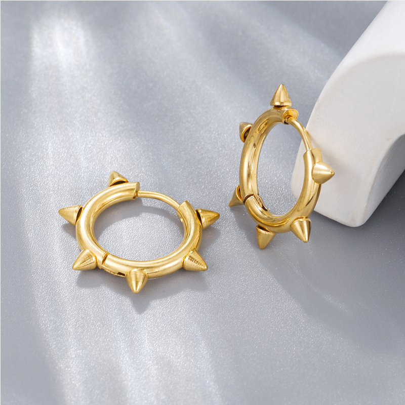 1 Pair Hip-hop Retro Simple Style Round Plating Stainless Steel 18k Gold Plated Hoop Earrings display picture 6