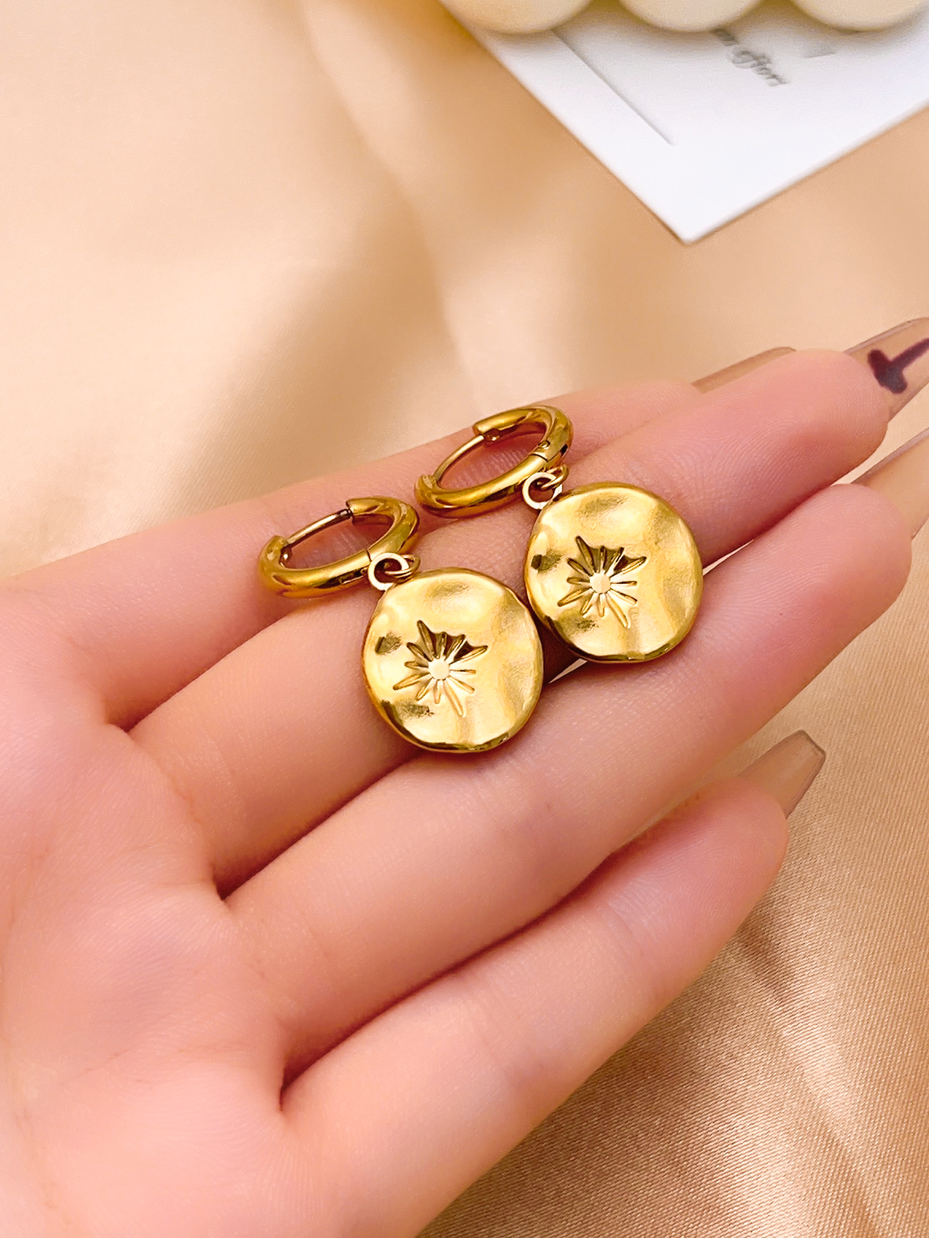 1 Pair IG Style Simple Style Star Heart Shape Polishing Plating Carving 304 Stainless Steel K Gold Plated Rhodium Plated Drop Earrings display picture 5