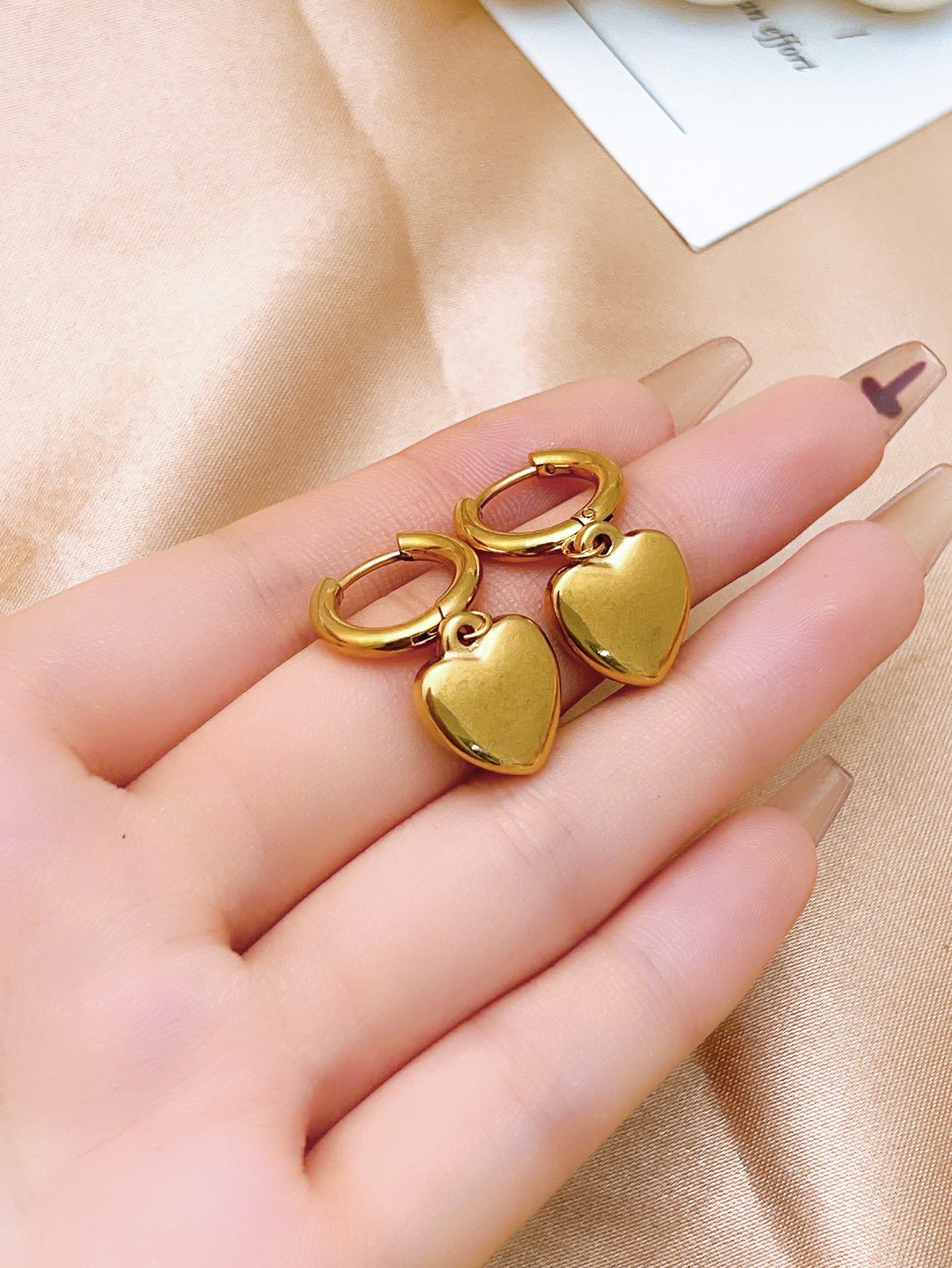 1 Pair IG Style Simple Style Star Heart Shape Polishing Plating Carving 304 Stainless Steel K Gold Plated Rhodium Plated Drop Earrings display picture 8