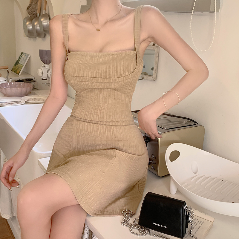 Women's Strap Dress Elegant Sling Collar Sleeveless Solid Color Above Knee Date Street display picture 10