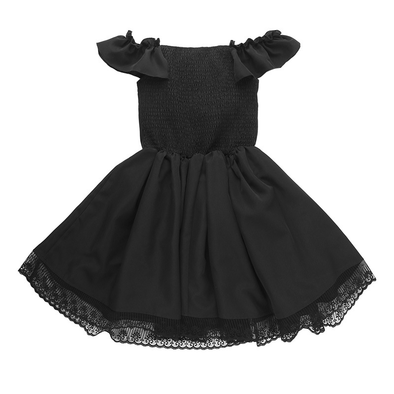 Women's Black Dress Sexy Dark Style Boat Neck Lace Sleeveless Solid Color Above Knee Party Festival display picture 20