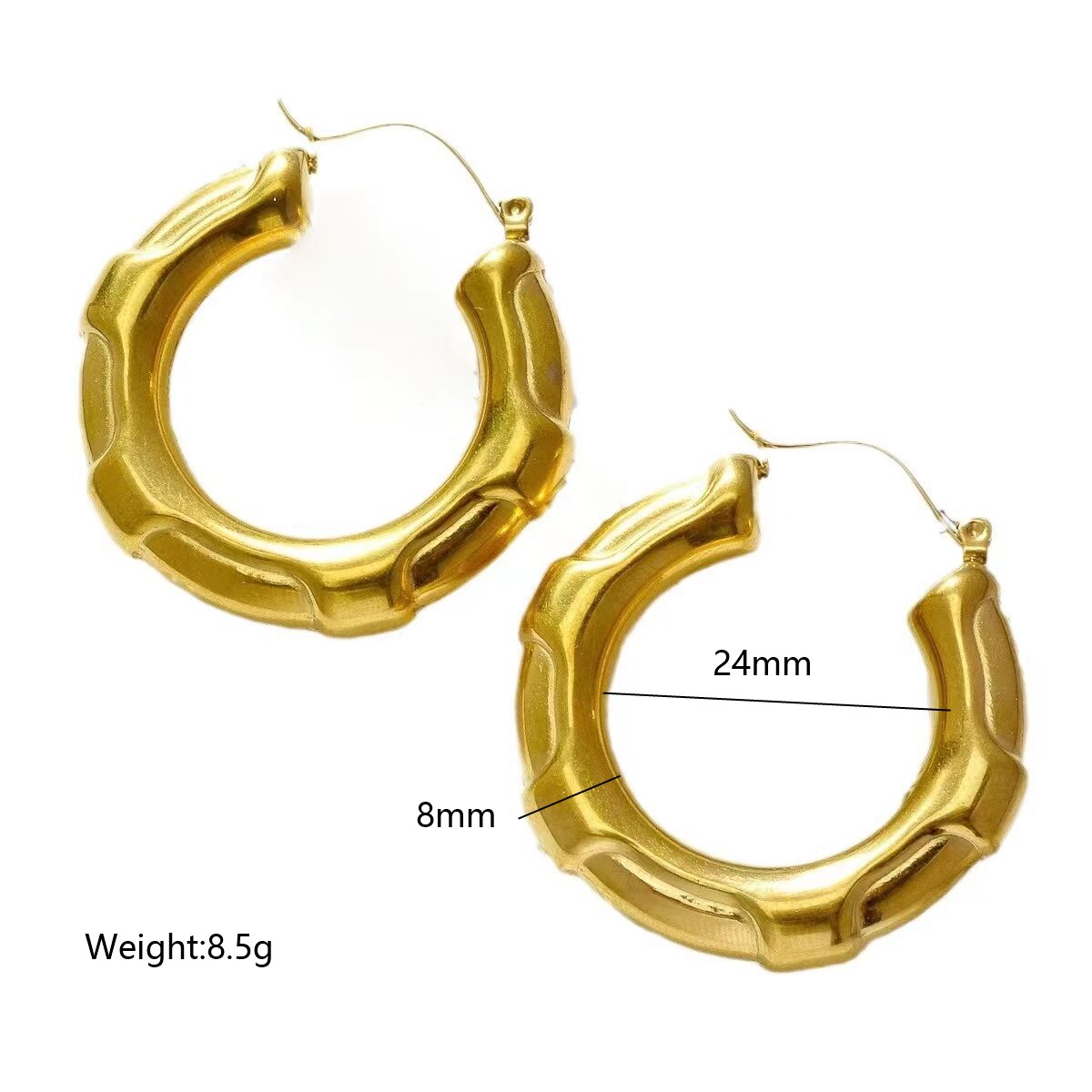 1 Pair Vintage Style Exaggerated Simple Style Round Oval Plating Metal Stainless Steel 18k Gold Plated Hoop Earrings display picture 15