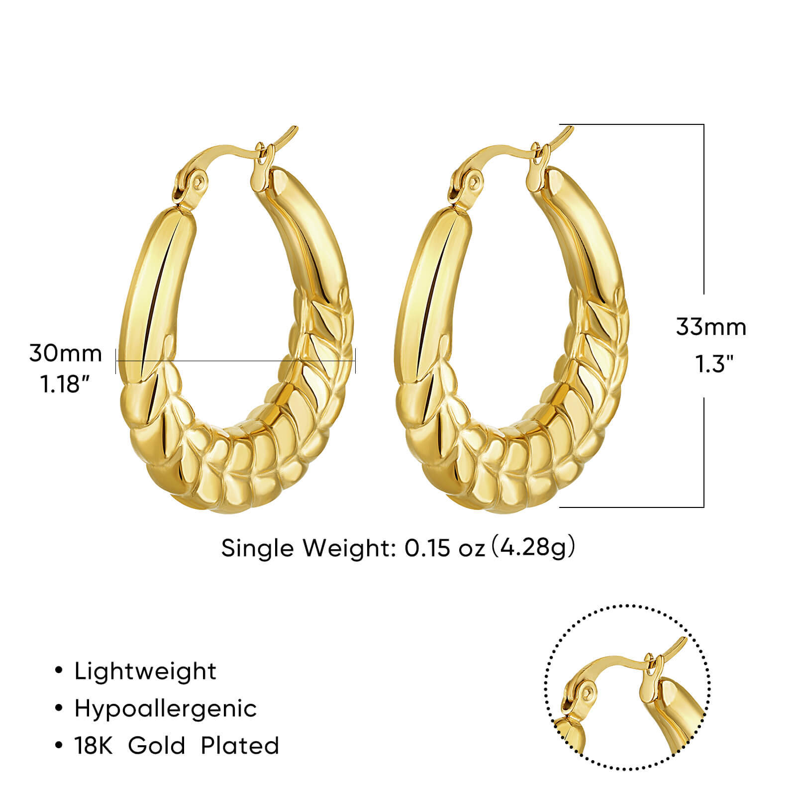 1 Pair Vintage Style Exaggerated Simple Style Round Oval Plating Metal Stainless Steel 18k Gold Plated Hoop Earrings display picture 16