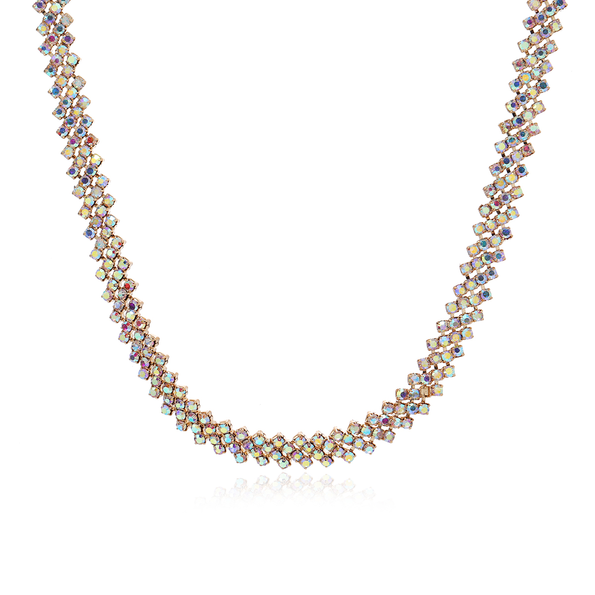 Casual Retro Brillante Geométrico Aleación Enchapado Embutido Diamantes De Imitación Chapado En Oro Mujeres Collar display picture 15