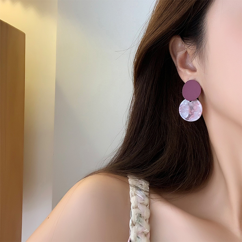1 Pair Vintage Style Exaggerated Simple Style Round Stoving Varnish Arylic Drop Earrings Ear Cuffs display picture 3