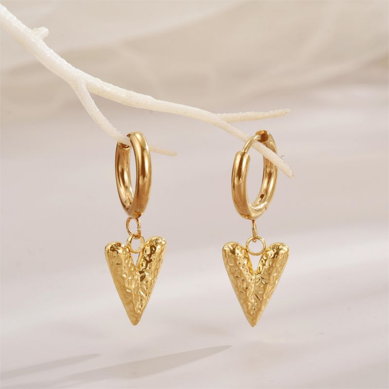 1 Pair Elegant V Shape Plating Stainless Steel 18K Gold Plated Drop Earrings display picture 2