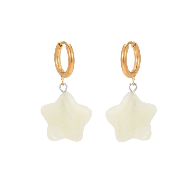 1 Pair Commute Star Enamel Plating Stainless Steel Natural Stone 18K Gold Plated Earrings display picture 8